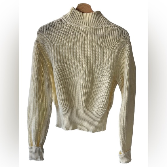 American Apparel Sweaters - American Apparel Cream/Butter Colored 100% Cotton Mockneck Knit Sweater